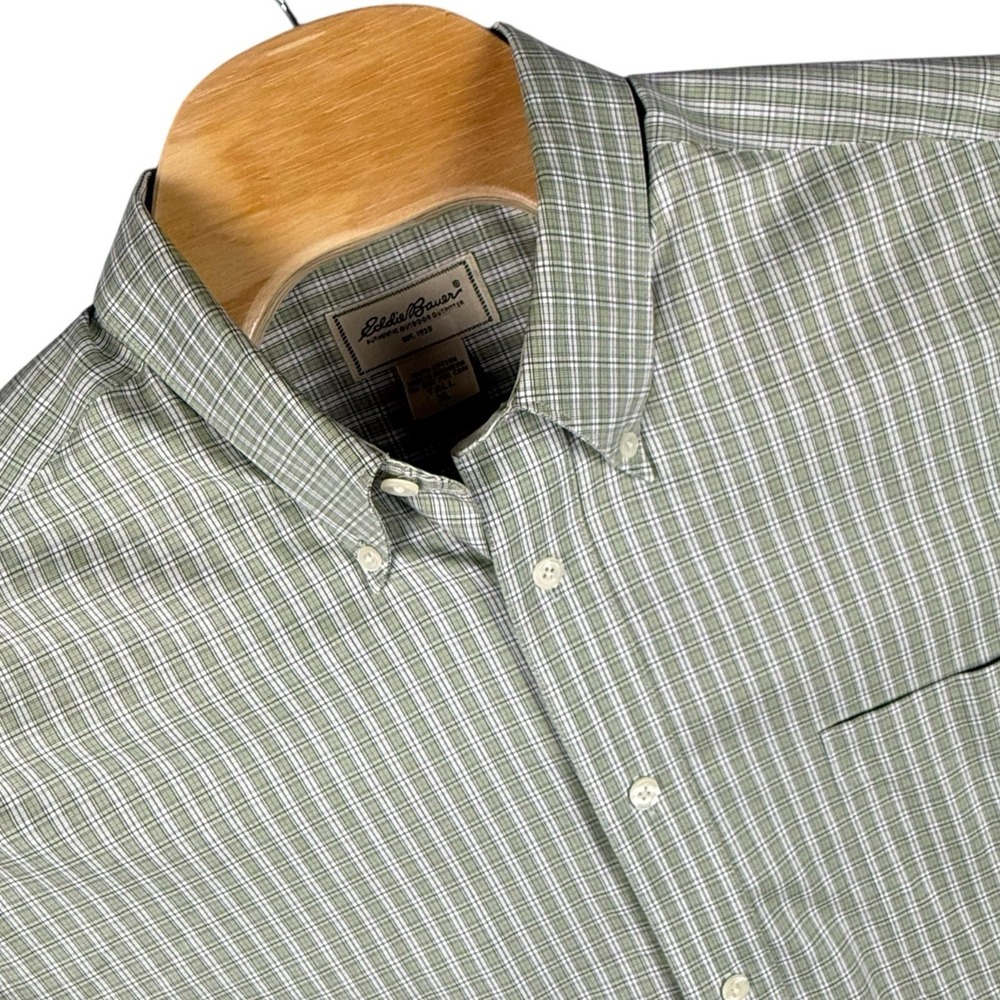 Eddie Bauer Wrinkle Resistant Glen Check Plaid Button Down Shirt Men's‎ Tall XL